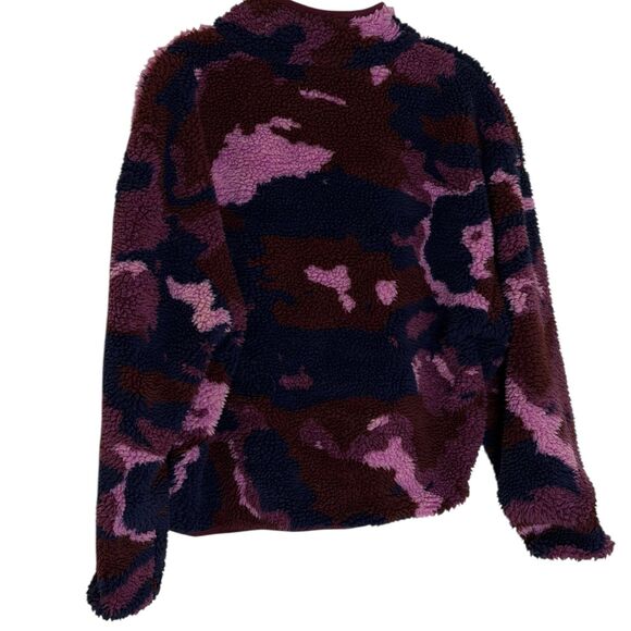 Fabletics Tahoe Teddy  Fleece Jacket Snap Front Camo Merlot Black Pink L bv - Picture 8 of 11